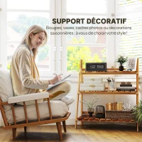 Outsunny Étagère à plantes en bois forme pyramidale échelle pliante avec 3 étagères 80 x 37 x 93 cm marron(m-6)