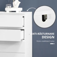 HOMCOM Comodă, Dulap de Depozitare cu 6 Sertare pentru Dormitor, Living, 80x39x115 cm, Alb(m-4)