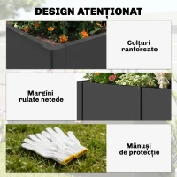 Outsunny Strat Înălțat pentru Grădină din Oțel, cu Separator, Colțuri Întărite și Margini Sigure, Bază Deschisă, Negru(m-6)