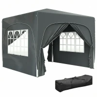 Outsunny 3 x 3m Pop-Up Gazebo Shelter, with Accessories - Dark Grey(m-10)