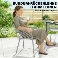 Outsunny Gartenstuhl 4er Set UV-beständige Gartenstühle aus Kunststoff mit Armlehne Rückenlehne 56 x 51 x 84 cm Grau(m-6)