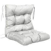 Outsunny Garden Back Chair Cushion, Comfortable Patio Seat Cushion Pad with Backrest for Outdoor & Indoor Use, Light Grey(m-11)