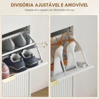 HOMCOM Sapateira Estreita Sapateira para Entrada com Prateleiras Ajustáveis para 20 Pares de Sapatos 105x24x91,5 cm Branco(m-6)