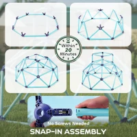 AIYAPLAY Kopuła wspinaczkowa Ø182,5 cm, odporna na UV, wodoodporna, zestaw wspinaczkowy dla dzieci do 90 kg, dla 3–8 lat, tworzywo sztuczne, niebieski(m-6)