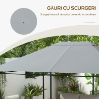 Outsunny Acoperiș de Rezervă 4x3 m pentru Foișor Anti UV din Poliester cu Ventilație, Gri Deschis(m-7)