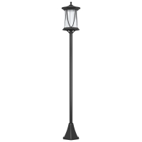 Outsunny Solarna Lampa Zewnętrzna LED, Automatyka, Odporna na Warunki Atmosferyczne, 6h Światła, 17Dł x 17S x 127W cm, Czarna