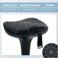 Vinsetto Stołek biurowy z funkcją obrotową, ergonomiczny stołek, regulowana wysokość 65,5-83,5 cm, 120° odchylany, czarny(m-7)