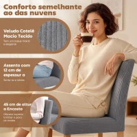 HOMCOM Conjunto de 4 Cadeiras de Jantar Modernas Encosto Alto Estofadas em Tecido Canelado Tipo Veludo  44x56x90 cm Cinzento(m-5)