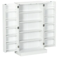 HOMCOM Armario mueble de cocina despensa 2 puertas con 5 estantes y 12 porta especias - 60x30x104 cm - Blanco(m-1)