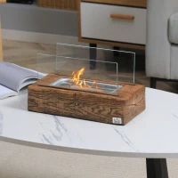 HOMCOM Cheminée à poser à l'éthanol avec panneaux en verre trempé - 33 x 16 x 18 cm - réservoir 0,15L(m-10)