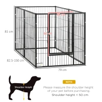 PawHut Parc pentru câini cu 6 panouri Reglabil Gard metalic pentru animale de companie cu cadru din oțel 82,5-150x79x81 cm Negru(m-3)