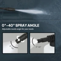 Outsunny Myjka Ciśnieniowa z Aluminiową Pompą 135 bar, 1800 W, 540 L/h, 5 m Wąż, Regulowana Dysza i Uchwyt(m-5)