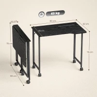 HOMCOM Folding Small Desk on Wheels - Black Wood Effect(m-3)