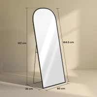 HOMCOM 165cm Aluminium Frame Standing Mirror - Black(m-3)