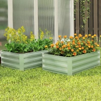 Outsunny Set of Two 100 x 60cm Steel Planter Boxes - Light Green(m-9)