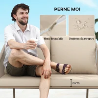 Outsunny Canapea de Grădină cu 2 Locuri, Perne Detașabile, Brațe și Cadru din Oțel, 112x72x76 cm, Verde(m-6)