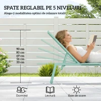 Outsunny Set 2 Șezlonguri cu Măsuță, Șezlonguri Grădină cu Spătar Reglabil.(m-5)
