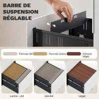 Vinsetto Caisson de bureau rangement bureau sur roulettes 3 tiroirs coulissants verrouillables trieur à dossiers dim. 39L x 48I x 59H cm acier blanc(m-5)