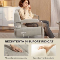 HOMCOM Canapea modernă cu 3 locuri, tapițată cu chenille bej, din oțel, spumă și placaj, 174x75x76 cm(m-4)