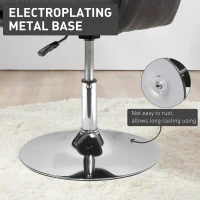 HOMCOM Swivel Linen Fabric Accent Chair for Living Room Contemporary Vanity Armchair with Adjustable Height Thick Cushion Lumbar Support Armrest for Bedroom Office Dark Grey(m-19)