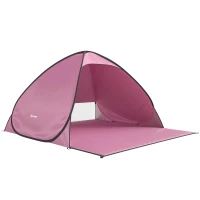Outsunny Pop up Beach Tent, UV 50+ Sun Shelter with Carry Bag, 2x1.5m for 2-3 Person, Pink(m-1)