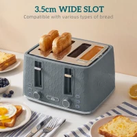 HOMCOM Kettle and Toaster Set, 1.7L 3000W Rapid Kettle with Strix Thermostat, 4 Slice Toaster with 7 Browning Controls, Grey(m-8)