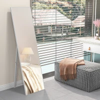 HOMCOM Miroir rectangulaire sur pied miroir de sol pour vestiaire salon salle de bain couloir 40 x 47 x 147 cm blanc(m-10)
