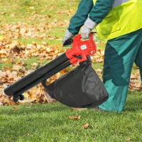Outsunny Souffleur aspirateur broyeur à Feuilles 3000 W - Sac ramassage 45 L - roulettes & bandoulière - PP Rouge Noir(m-10)