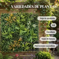 Outsunny Seto Artificial Ocultación Jardín en Rollo 1x1 m Valla de Privacidad de Hiedra Artificial para Balcón Exterior(m-4)