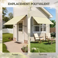 Outsunny Store banne manuel auvent rétractable Inclinaison réglable 150 x 116 cm protection UV aluminium polyester crème(m-6)