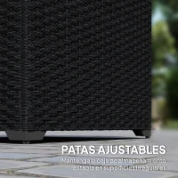 Outsunny Baúl de Almacenaje Exterior de Ratán de 253L con Varilla Hidráulica Forro con Cremallera y Marco de Acero Negro(m-8)