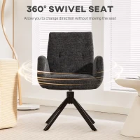 HOMCOM Fotel Tapicerowany, Akcentowy, Nowoczesny Design, Obrotowy, do 120 kg, Czarny(m-5)