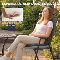 Outsunny Set de 4 Cojines para Sillas para Jardín con Lazos y Base Antideslizante Impermeables 39,5x39,5x10 cm Gris Oscuro(m-6)