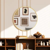HOMCOM 61cm Decorative Wall Mirror for Bedroom Living Room, Modern Round Bathroom Mirror for Home Decor, Gold Tone(m-2)