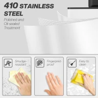 HOMCOM Prullenbak 20L, Soft-Close Deksel, Geurcontrole, Vingerafdrukbestendig, Roestvrij Staal, Wit(m-5)