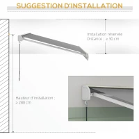 Outsunny Store banne motorisé, store banne électrique, angle réglable 14°-30°, avec télécommande manivelle, 4 x 3 m, gris clair(m-5)