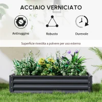 Outsunny Set da 2 aiuole rialzate da giardino lamiera ondulata 120 x 60 x 30,5 cm grigio(m-7)