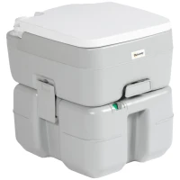 Outsunny Vas de toaletă portabil 20L cu indicator de nivel Sarcină 150 kg pentru camping, călătorii, seniori, rulotă, barcă 33x40x43 cm Gri(m-1)
