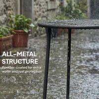 Outsunny Okrągły stolik zewnętrzny 50 cm, Metalowy stolik kawowy do ogrodu z podstawą w kształcie X i antypoślizgowymi nóżkami, Czarny(m-4)