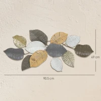 HOMCOM Metal Wall Art, Modern Hanging Wall Decor with Unique Leaf Design for Living Room Bedroom Entryway(m-3)