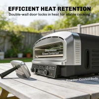 Outsunny Outdoor Pizza Oven Dual Heat Control 6 Presets Electric Pizza Maker with 37 cm Stone and Peel(m-6)