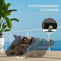 Outsunny Bază pentru umbrelă cu roți, umplibilă cu apă sau nisip, din HDPE, 48x48x32.5 cm, negru(m-6)