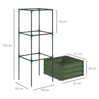 Outsunny Floreira Grande com Treliça e Base Aberta para Plantas Trepadoras 61x61x140 cm Verde(m-3)