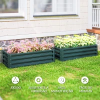 Outsunny Conjunto de 2 Floreiras Grandes para Exterior em Aço Galvanizado Hortas para Terraço Jardim 110x50x30 cm Verde(m-7)