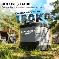 Outsunny WC Portabil pentru Camping cu 12 Pachete Coagulante și 12 Pungi de Eliminare, 42x46x43,5 cm, Gri și Negru(m-8)