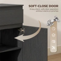 HOMCOM Modern Sideboard, Sideboard Storage Cabinet with 5 Drawers, Adjustable Shelf, Soft-Close Door, Black(m-6)