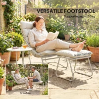 Outsunny Bistro Set for Garden, 3 Piece Outdoor Table and Chair with Footstool and Removable Cushions, Comfy Balcony Furniture(m-6)