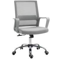 Vinsetto Fauteuil chaise de bureau ergonomique hauteur réglable pivotante 360° revêtement maille gris(m-1)