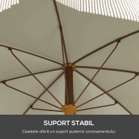 Outsunny Umbrelă de Plajă Portabilă cu Volane în Aer Liber cu Baldachin Ventilat, Geantă de Transport, Ø1.9x2.1 m, Alb-Crem(m-5)
