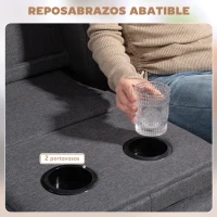 HOMCOM Sofá Cama 3 Plazas Plegable con Respaldo Ajustable de 3 Niveles Reposabrazos Desmontable 181x77x78 cm Gris Oscuro(m-7)